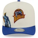 bezowo-niebieska-zakrzywiona-czapka-snapback-9fifty-a-frame-precurved-hardwood-classics-golden-state-warriors-nba-new-era