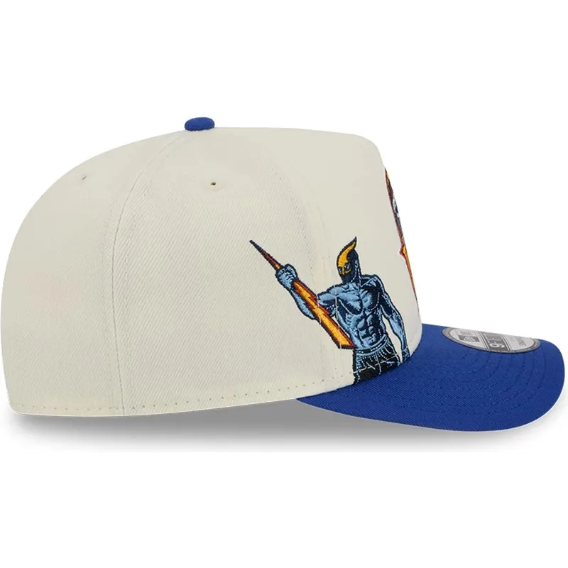 cappellino-curvo-beige-e-blu-snapback-9fifty-a-frame-precurved-hardwood-classics-di-golden-state-warriors-nba-di-new-era