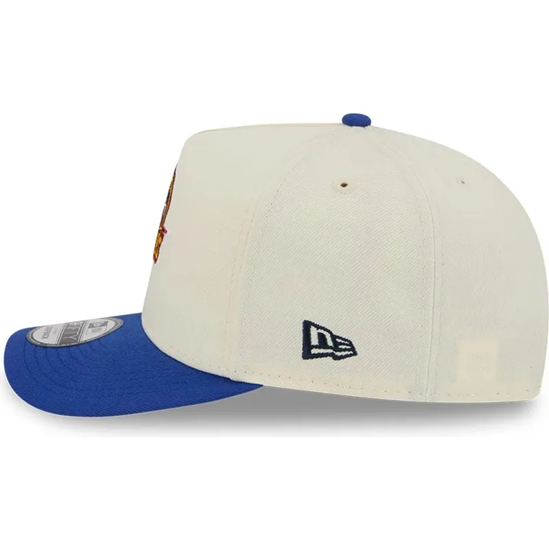 bezowo-niebieska-zakrzywiona-czapka-snapback-9fifty-a-frame-precurved-hardwood-classics-golden-state-warriors-nba-new-era