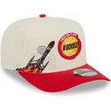 cappellino-visiera-curva-beige-e-rosso-snapback-9fifty-a-frame-precurved-hardwood-classics-di-houston-rockets-nba-di-new-era