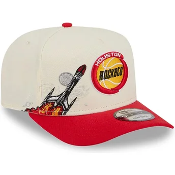 Șepci curbată roșu snapback 9FIFTY A Frame Precurved Hardwood Classics de Houston Rockets NBA de New Era