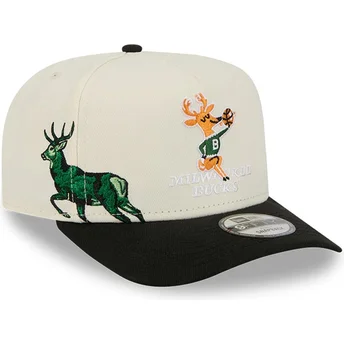 Cap curbată black snapback 9FIFTY A Frame Precurved Hardwood Classics de Milwaukee Bucks NBA de New Era