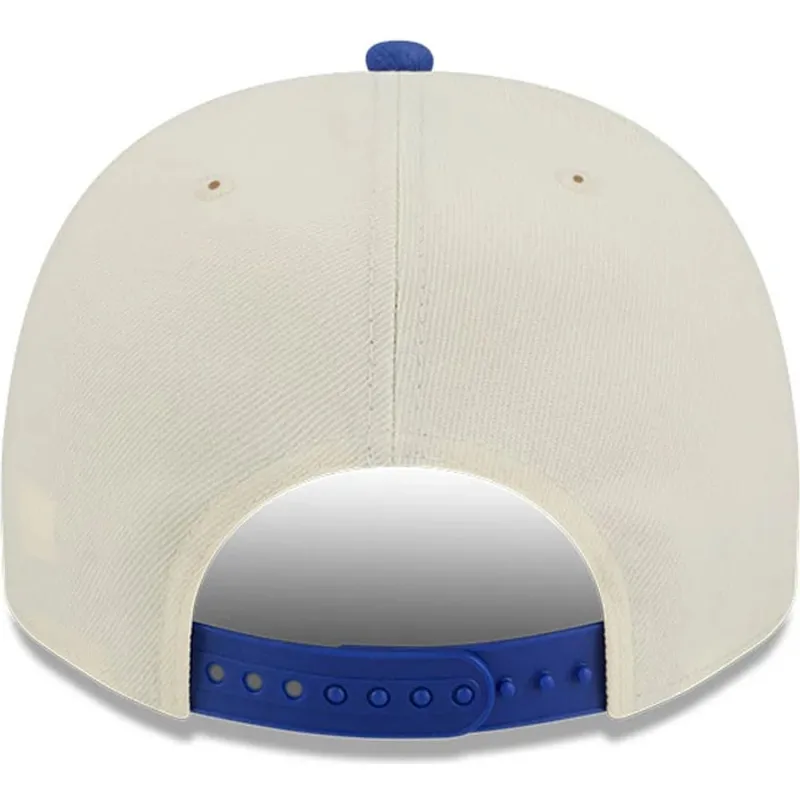 cappellino-curvo-beige-e-blu-snapback-9fifty-a-frame-precurved-hardwood-classics-dei-new-york-knicks-nba-di-new-era