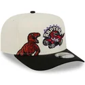 beige-och-svart-snapback-keps-9fifty-a-frame-precurved-hardwood-classics-toronto-raptors-nba-fran-new-era