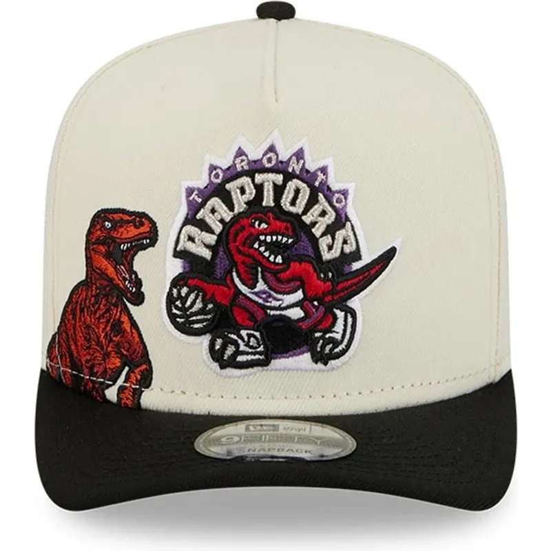 beige-och-svart-bojd-keps-snapback-9fifty-a-frame-precurved-hardwood-classics-toronto-raptors-nba-fran-new-era