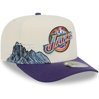 Beżowo-fioletowa czapka z zakrzywionym daszkiem snapback 9FIFTY A Frame Precurved Hardwood Classics Utah Jazz NBA od New Era