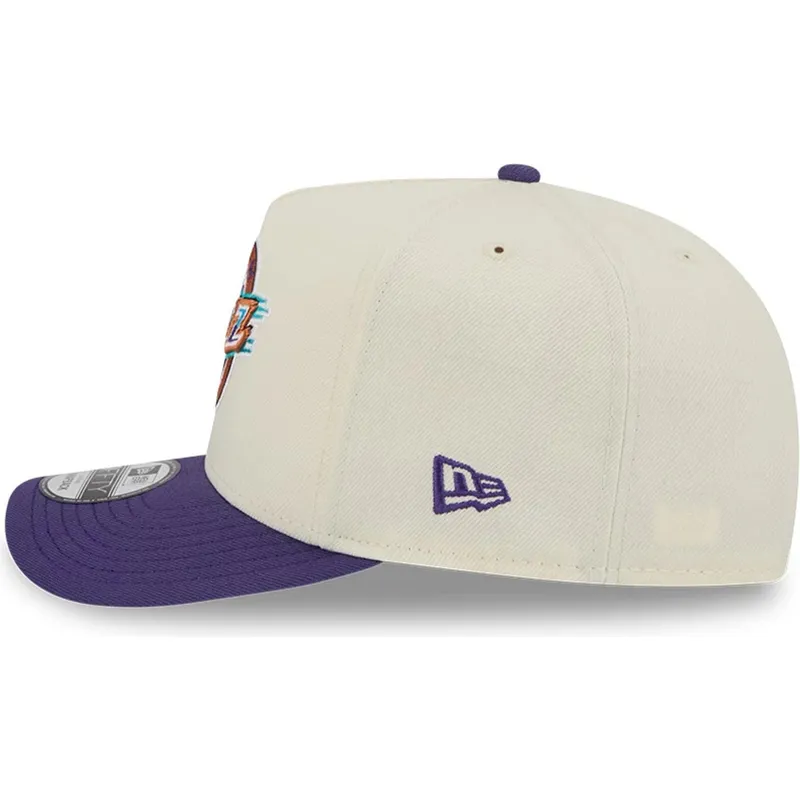 beige-violette-snapback-kappe-9fifty-a-frame-precurved-hardwood-classics-der-utah-jazz-nba-von-new-era
