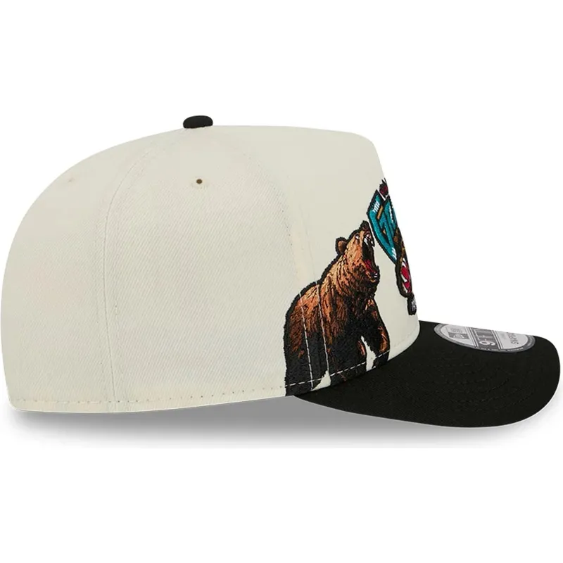 cappellino-snapback-beige-e-nero-9fifty-a-frame-precurved-hardwood-classics-dei-vancouver-grizzlies-nba-di-new-era