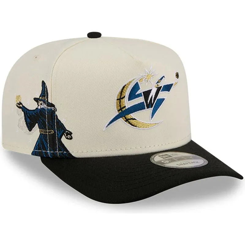 bezowo-czarna-czapka-z-daszkiem-snapback-9fifty-a-frame-precurved-hardwood-classics-washington-wizards-nba-od-new-era