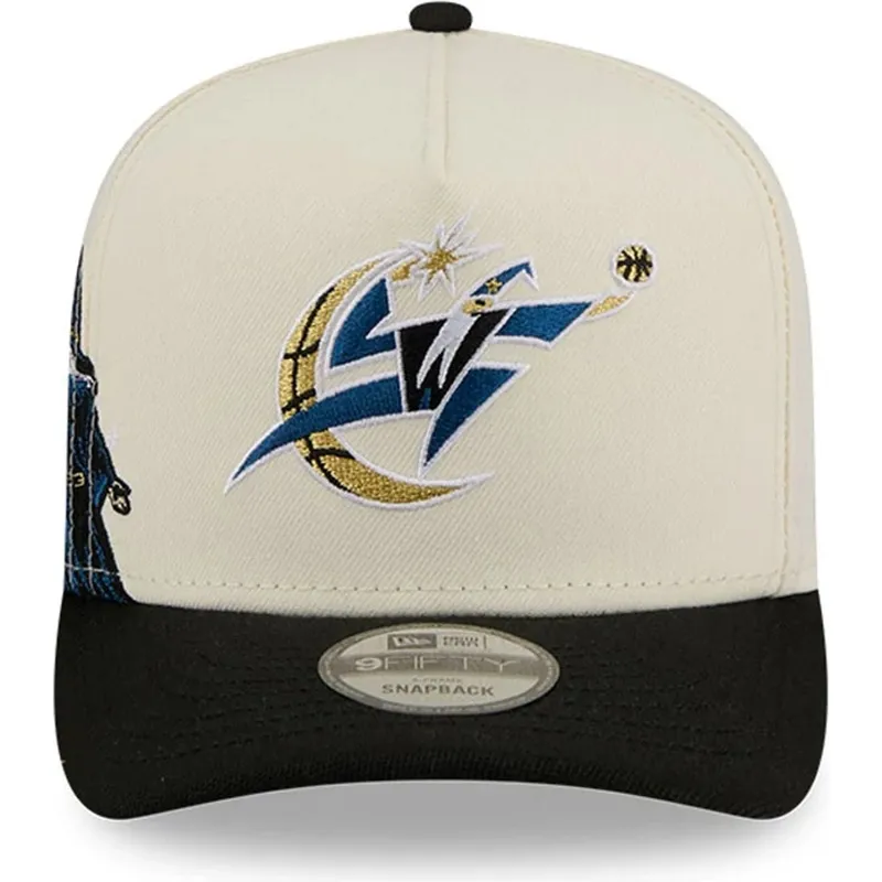 bezowo-czarna-czapka-z-daszkiem-snapback-9fifty-a-frame-precurved-hardwood-classics-washington-wizards-nba-od-new-era