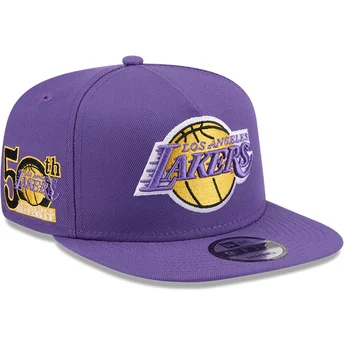Σκουφάκι με ίσιο γείσο βιολετί snapback 9FIFTY A Frame Hardwood Classics των Los Angeles Lakers NBA της New Era
