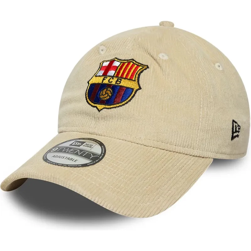 beige-verstellbare-curved-cap-von-fc-barcelona-laliga-9twenty-cord-von-new-era