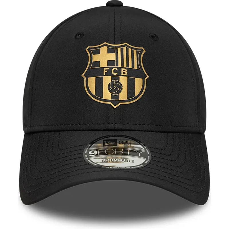 cappellino-curvo-nero-regolabile-del-fc-barcelona-laliga-9forty-gold-di-new-era