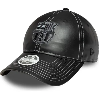 Svart böjd justerbar keps för dam från FC Barcelona LALIGA 9TWENTY PU Leather av New Era