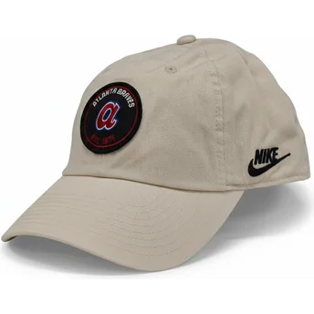 Șepci curbată bej reglabilă Club Unstructured Organic Cotton de Atlanta Braves MLB de Nike