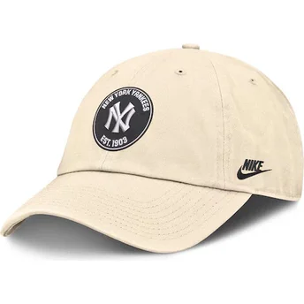 Șepci curbată bej reglabilă Club Unstructured Organic Cotton de New York Yankees MLB de Nike