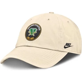 Șepci curbată bej reglabilă Club Unstructured Organic Cotton de Oakland Athletics MLB de Nike