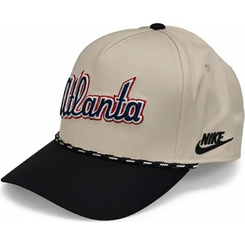 Cap curbată beige snapback Rise Structured de Atlanta Braves MLB de Nike