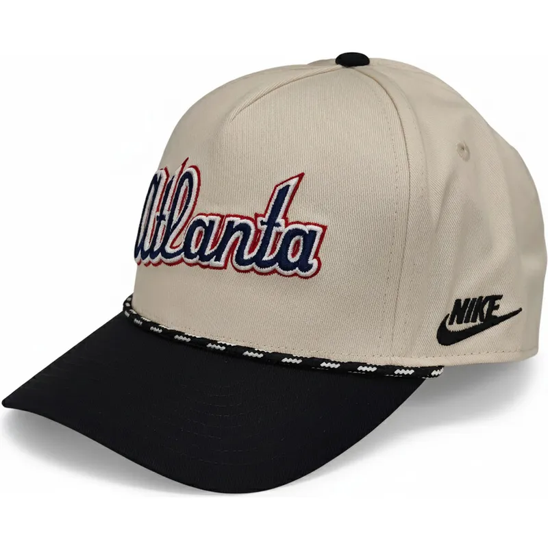 cappellino-curvo-beige-e-nero-snapback-rise-structured-di-atlanta-braves-mlb-di-nike