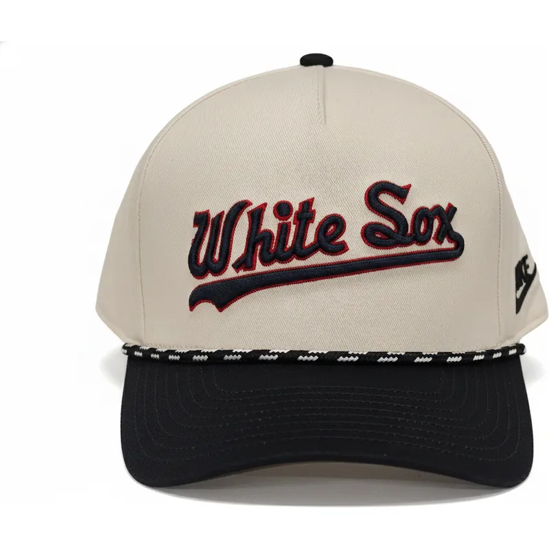 casquette-courbee-beige-et-noire-snapback-rise-structured-chicago-white-sox-mlb-nike