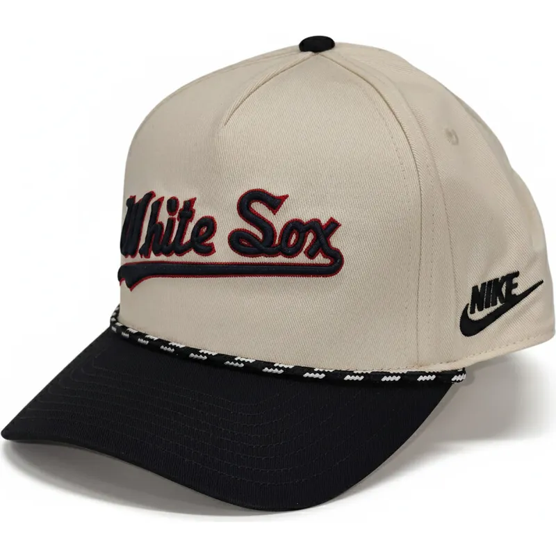 cappellino-curvo-beige-e-nero-snapback-rise-structured-dei-chicago-white-sox-mlb-di-nike
