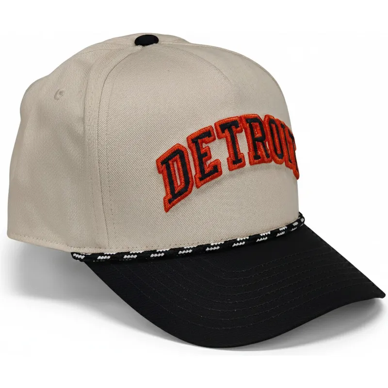 beige-und-schwarze-gebogene-snapback-kappe-rise-structured-der-detroit-tigers-mlb-von-nike
