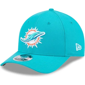 Cappellino visiera curva blu snapback 9FORTY M-Crown Team di Miami Dolphins NFL di New Era