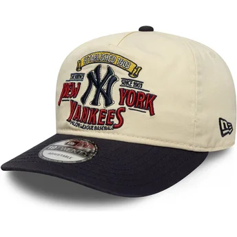 Böjd keps beige och marinblå justerbar 19TWENTY Washed Graphic New York Yankees MLB från New Era