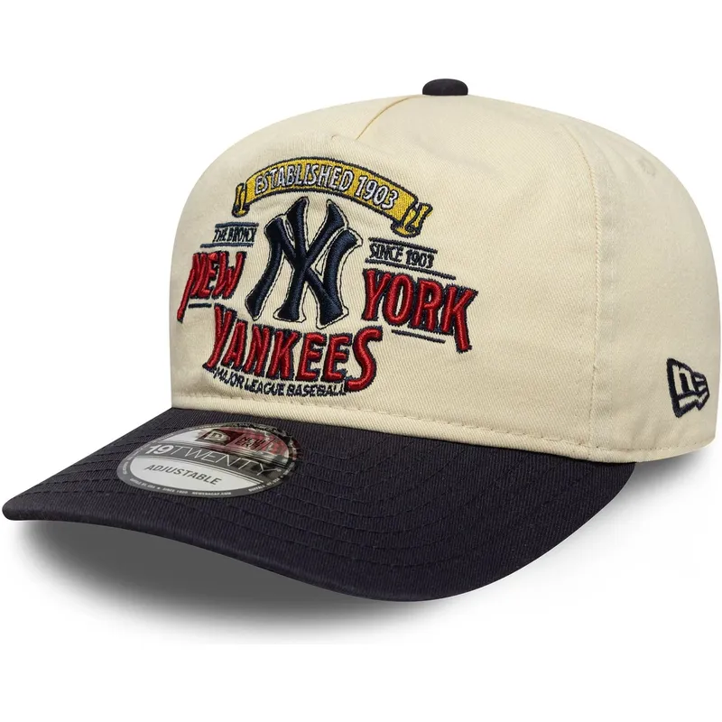 gorra-curva-beige-y-azul-marino-ajustable-19twenty-washed-graphic-de-new-york-yankees-mlb-de-new-era