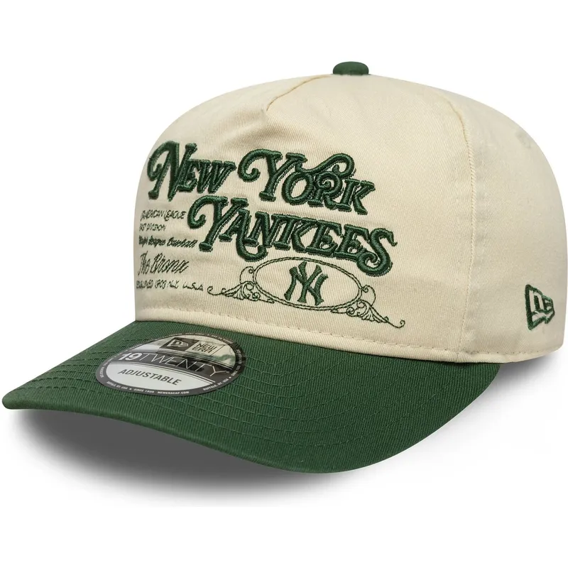 casquette-courbee-beige-et-verte-ajustable-19twenty-washed-graphic-new-york-yankees-mlb-new-era