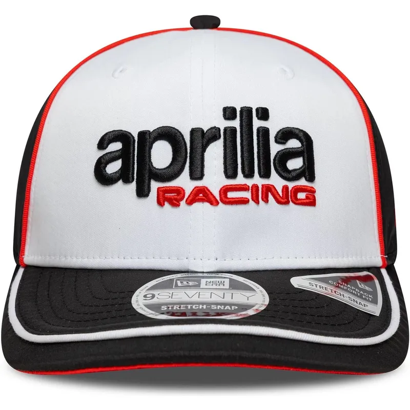 casquette-courbee-blanche-et-noire-snapback-9seventy-stretch-snap-aprilia-piaggio-new-era