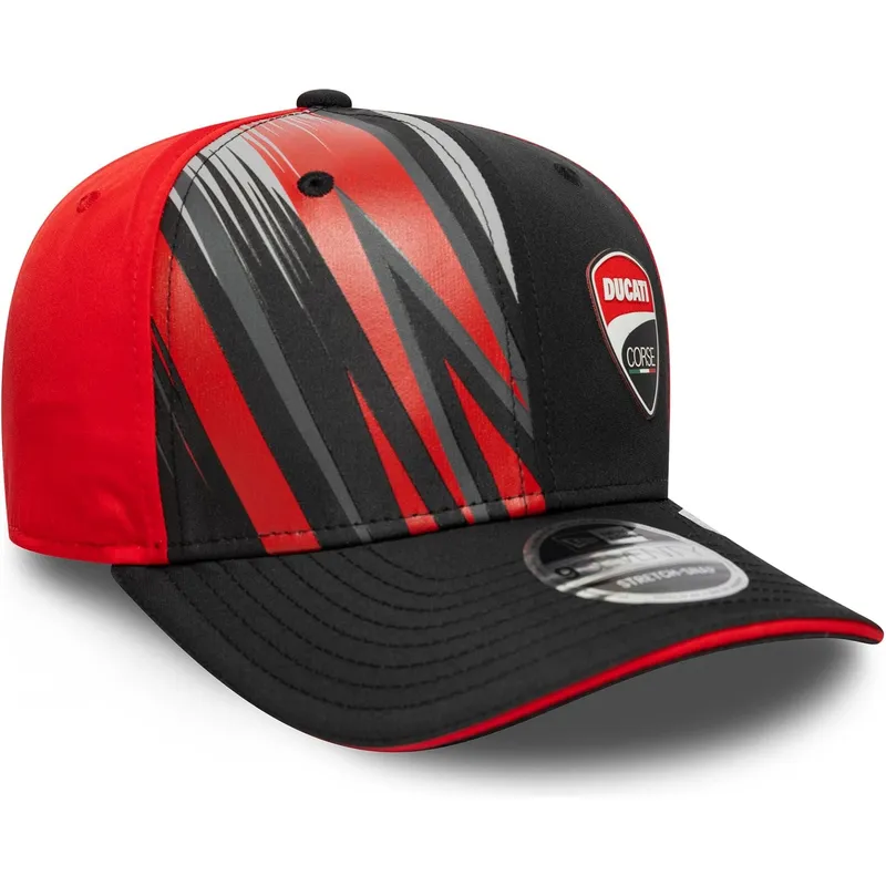 gorra-curva-negra-y-roja-snapback-9seventy-stretch-snap-print-de-ducati-motor-motogp-de-new-era