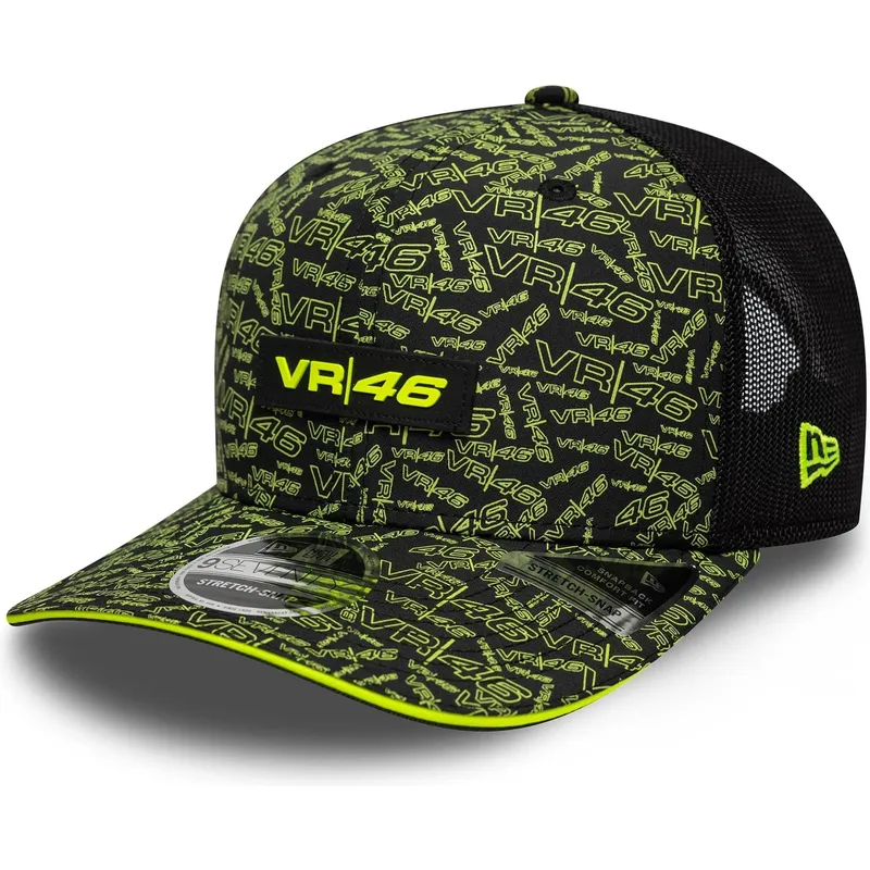 cappellino-trucker-nero-e-giallo-9seventy-stretch-snap-all-over-print-di-valentino-rossi-vr46-motogp-di-new-era