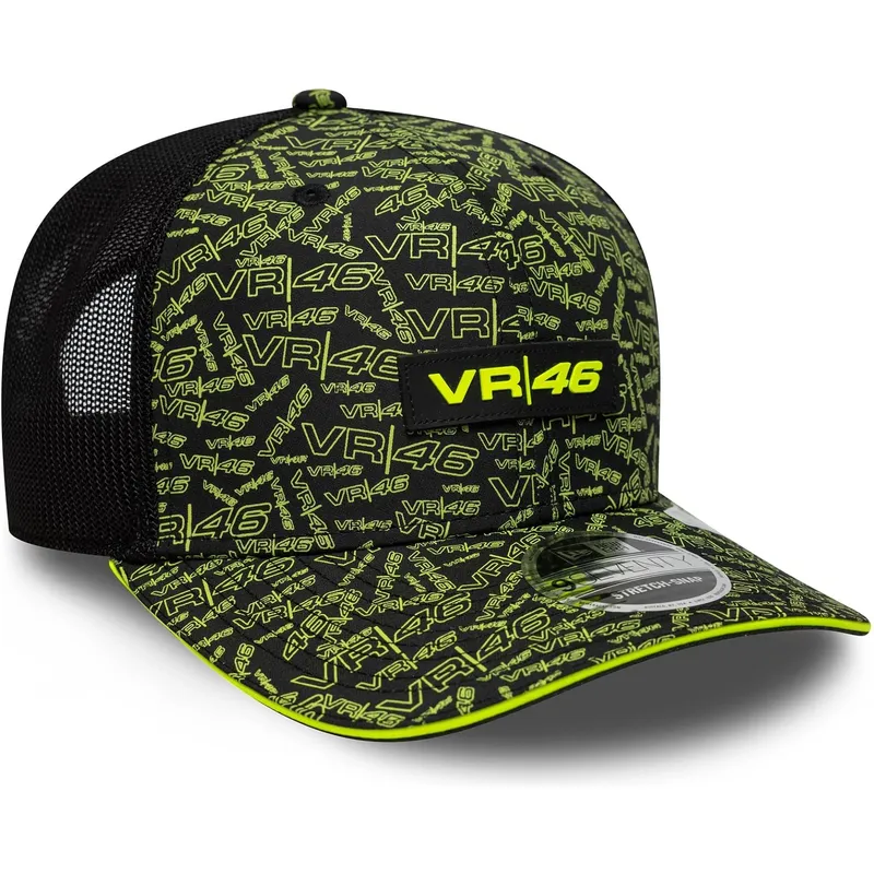 trucker-cap-schwarz-und-gelb-9seventy-stretch-snap-all-over-print-von-valentino-rossi-vr46-motogp-von-new-era