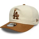 casquette-courbee-beige-et-marron-ajustable-9fifty-a-frame-suede-visor-los-angeles-dodgers-mlb-new-era