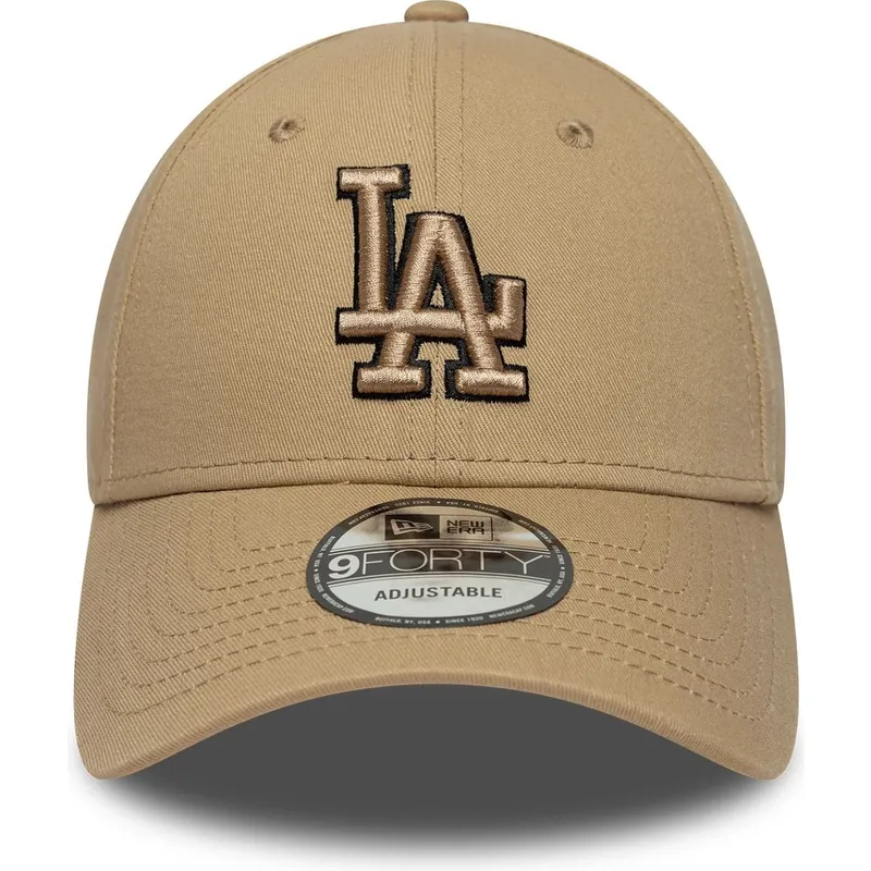 gorra-curva-marron-ajustable-con-logo-marron-9forty-outline-de-los-angeles-dodgers-mlb-de-new-era
