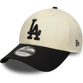New Era Curved Brim 9FORTY Colour Block Los Angeles Dodgers MLB Beige and Black Adjustable Cap