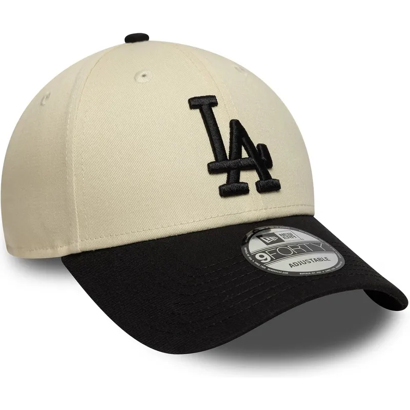 gorra-curva-beige-y-negra-ajustable-9forty-colour-block-de-los-angeles-dodgers-mlb-de-new-era