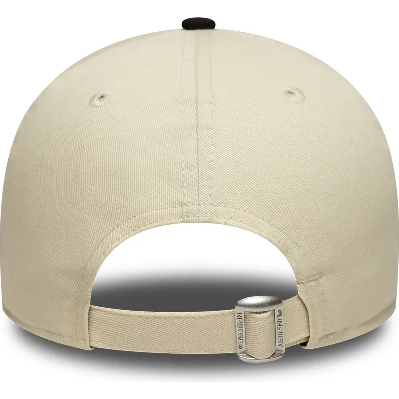casquette-courbee-beige-et-noire-ajustable-9forty-colour-block-los-angeles-dodgers-mlb-new-era