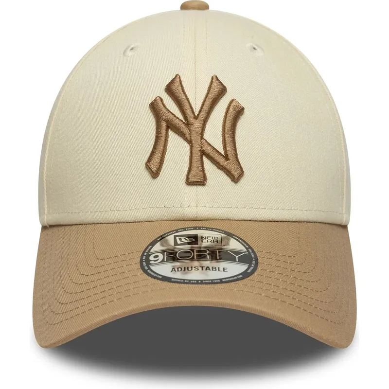 gorra-curva-beige-y-marron-ajustable-con-logo-marron-9forty-colour-block-de-new-york-yankees-mlb-de-new-era