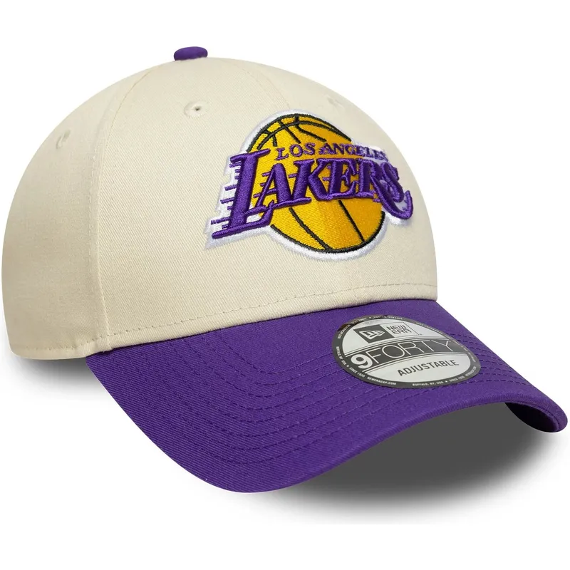 bojd-beige-och-violett-justerbar-keps-9forty-colour-block-fran-los-angeles-lakers-nba-av-new-era