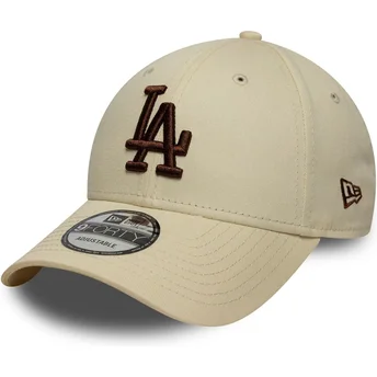 Beżowa regulowana czapka z zakrzywionym daszkiem z brązowym logo 9FORTY League Essential Los Angeles Dodgers MLB New Era