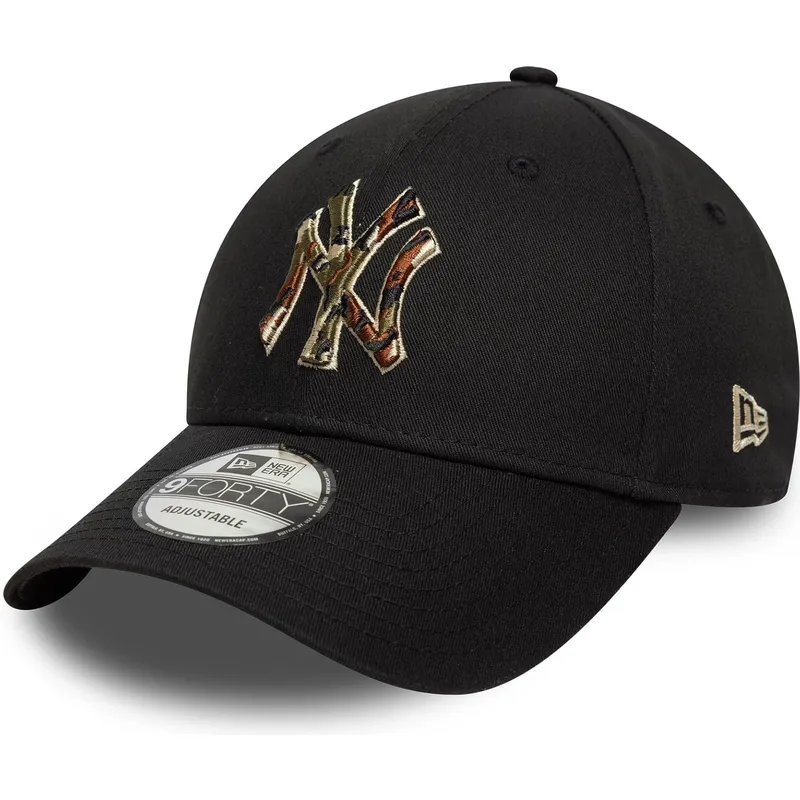 cappellino-curvo-nero-regolabile-9forty-camo-infill-di-new-york-yankees-mlb-di-new-era