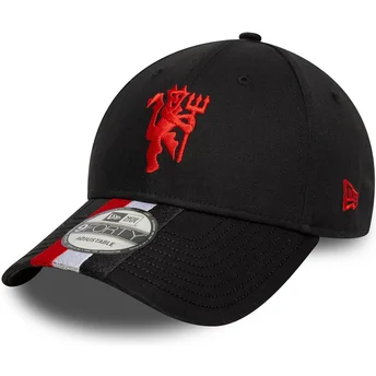 Cap curbată black adjustable strap 9FORTY Stripe de Manchester United Football Club Premier League de New Era