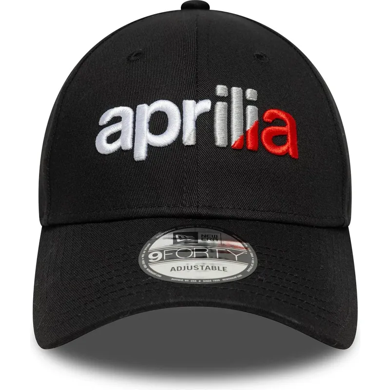 casquette-courbee-noire-ajustable-9forty-wordmark-aprilia-piaggio-new-era