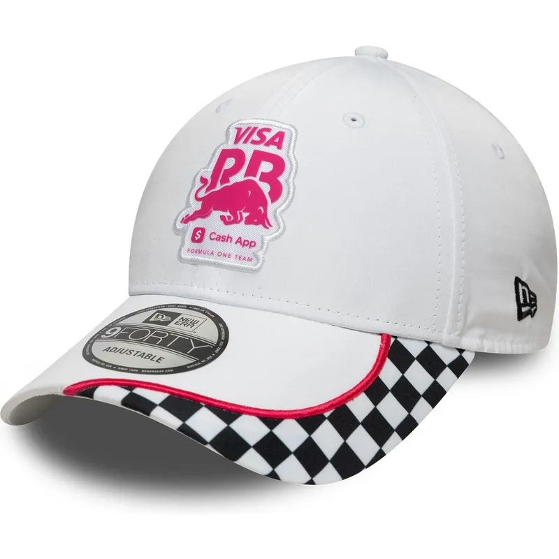 weisse-gebogene-snapback-kappe-9forty-checkerboard-von-racing-bulls-f1-team-formula-1-von-new-era