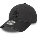 new-era-curved-brim-grey-logo-9forty-wash-distress-los-angeles-dodgers-mlb-grey-adjustable-cap