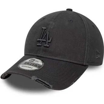 Casquette courbée grise ajustable avec logo grise 9FORTY Wash Distress Los Angeles Dodgers MLB New Era
