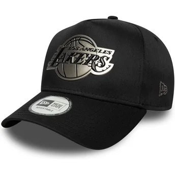 Cappellino curvo nero snapback 9FORTY E Frame Metallic dei Los Angeles Lakers NBA di New Era