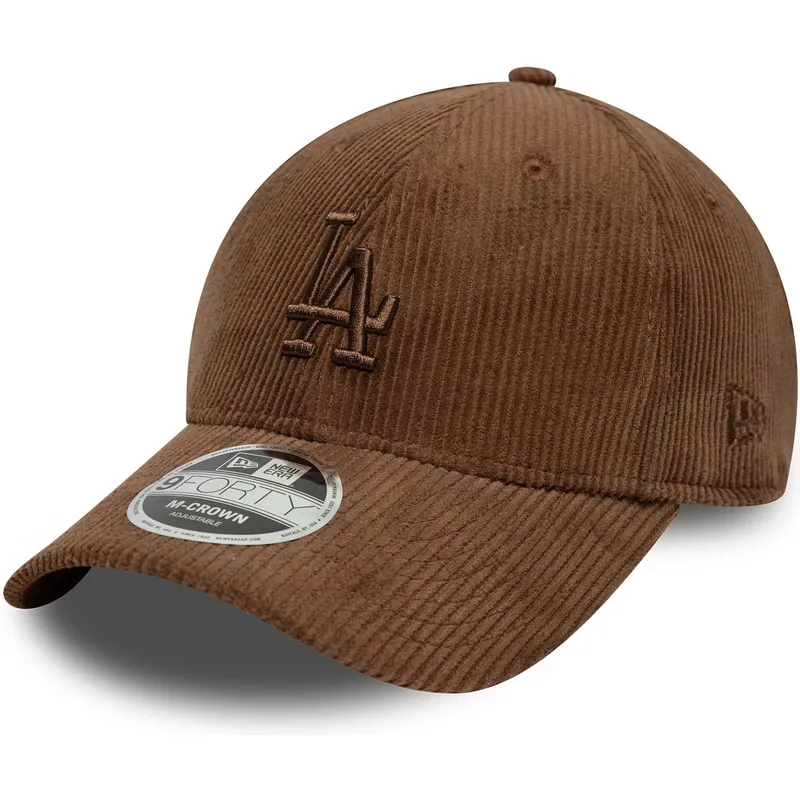 brun-justerbar-kurvad-keps-med-brunt-logo-9forty-m-crown-cord-fran-los-angeles-dodgers-mlb-av-new-era